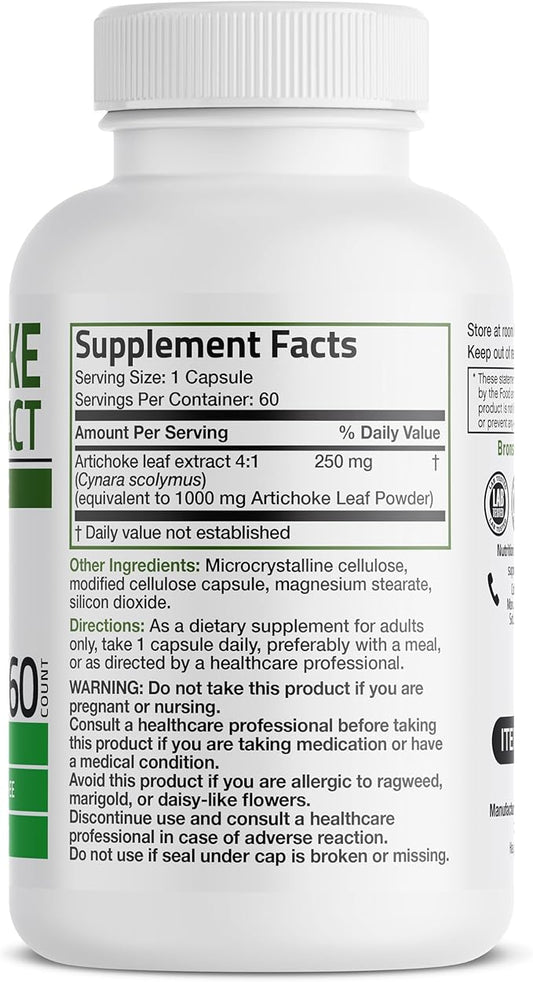 Hoja de alcachofa extra fuerte apoya la digestión saludable función hepática saludable, sin OMG, 60 cápsulas vegetarianas