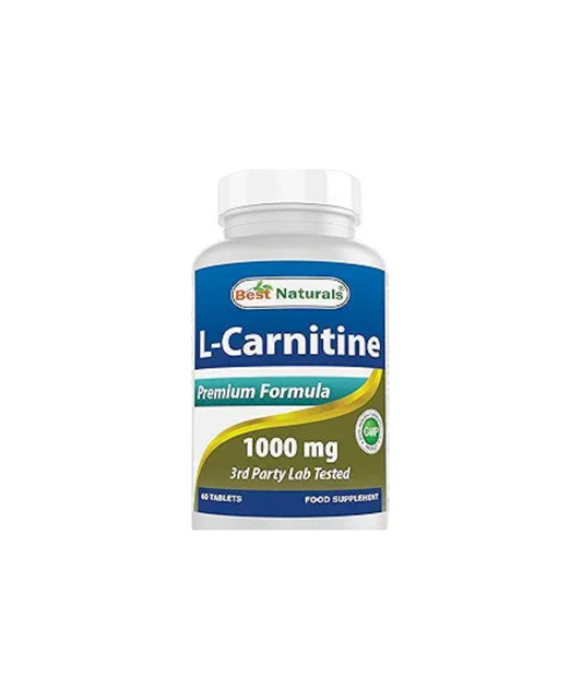 L-Carnitina 1000mg 60 tabletas/ transporta los ácidos grasos a las mitocondrias para producir energía y ayuda a la saluda cardiovascular
