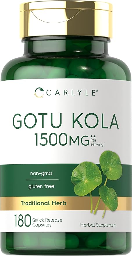 Cápsulas Gotu Kola de 1500 mg | 180 unidades | Sin OMG, sin gluten