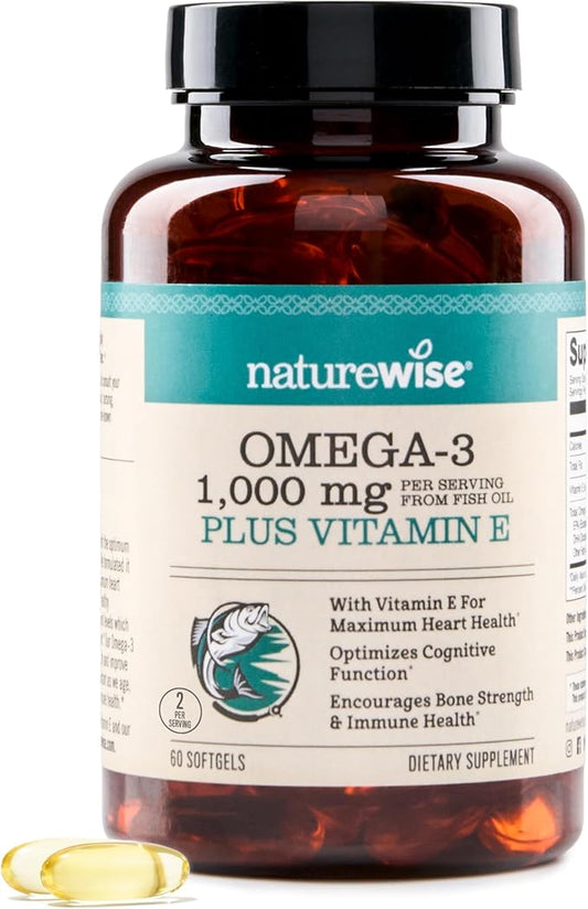 Suplemento de aceite de pescado Omega 3 extra fuerte – 1000 mg por porción – 600 EPA y 400 DHA y vitamina E – Apoyo para la salud del corazón y el cerebro – Sabor a limón, sin OMG – 60