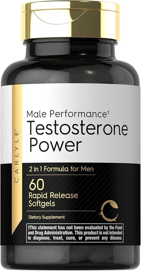 suplemento de testosterona para hombres | 60 cápsulas blandas | para el rendimiento masculino | Sin OMG y sin gluten