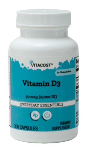 Vitamina D3 como colecalciferol - 50 mcg (2000 UI) - 300 cápsulas