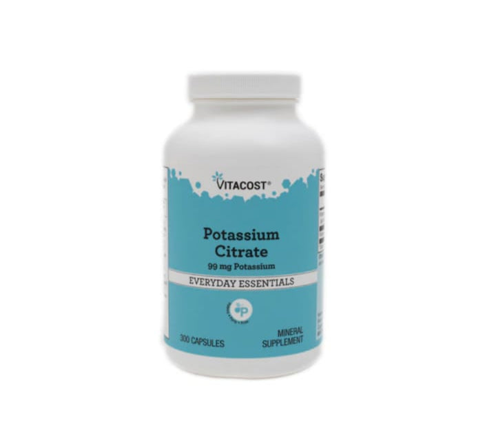 Citrato de potasio Vitacost - 99 mg de potasio - 300 cápsulas
