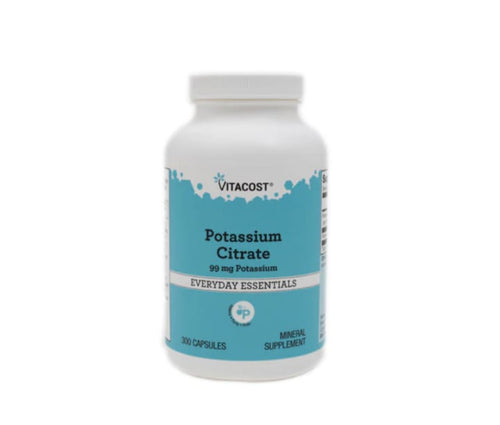 Citrato de potasio Vitacost - 99 mg de potasio - 300 cápsulas
